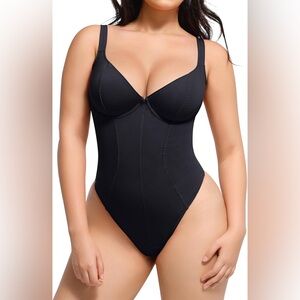 SHAPELLX Slimming Tummy Control Thong Shapewear Built in Bra Faja Body Shaper